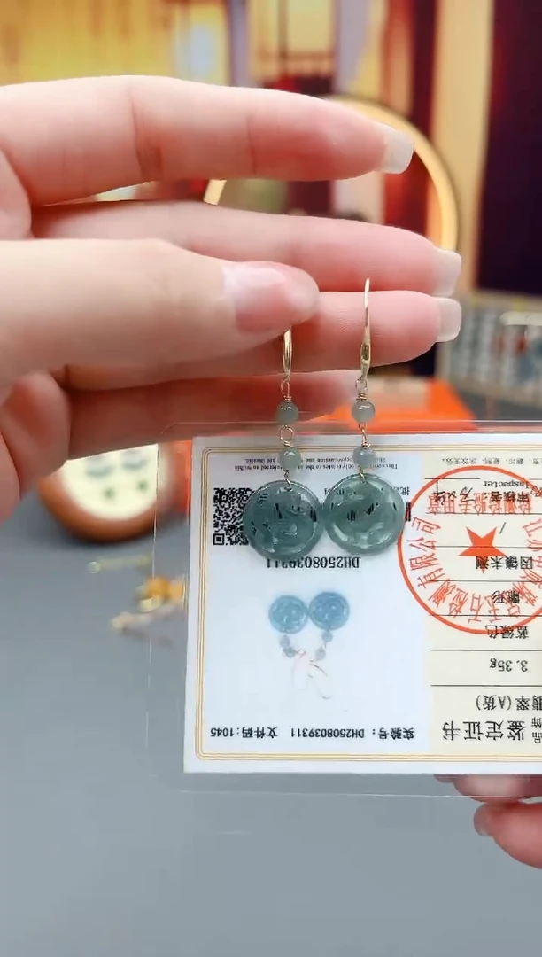 银S925镶嵌翡翠耳饰x28