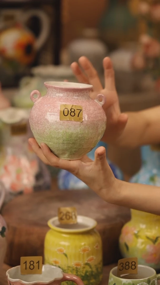 陶瓷087景德镇设计师手作花器摆件侘寂风