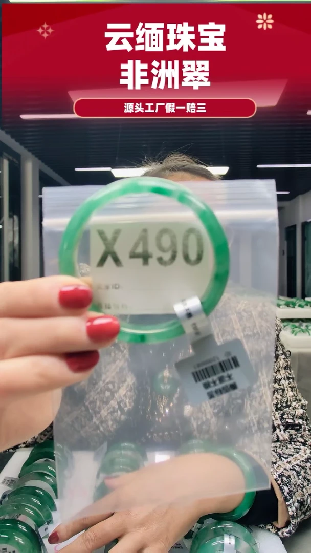 未镶嵌手镯石英质玉（非洲翠）56圈口X490