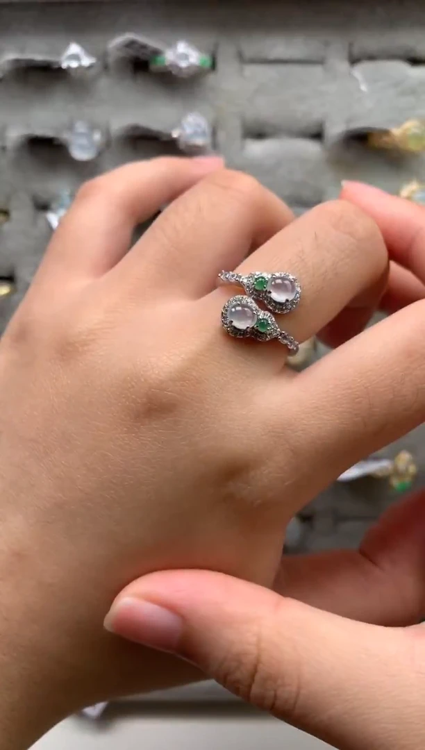 银S925镶嵌戒指翡翠伤**葱1