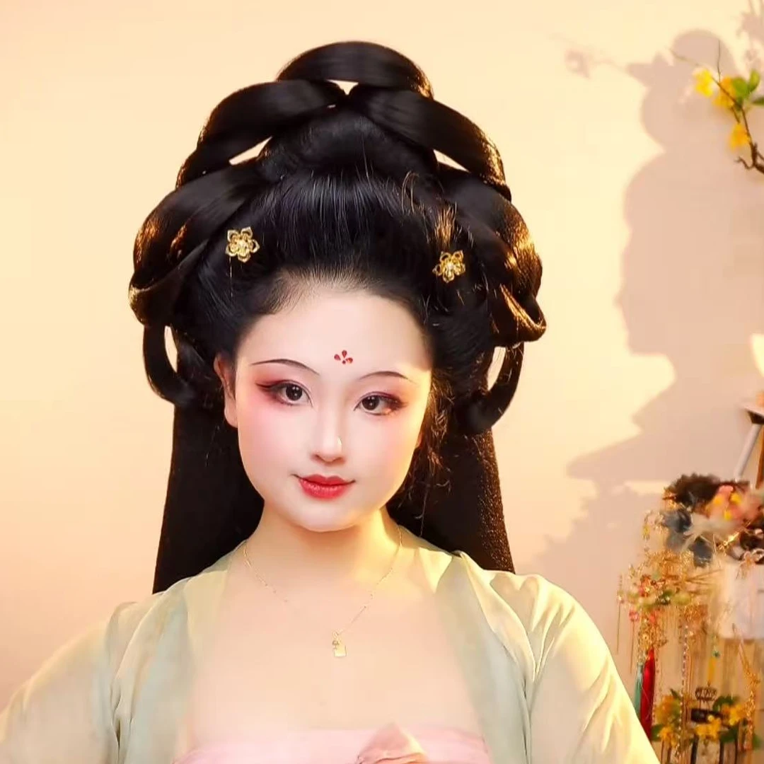 蓝熙亚莉 倾心髻 全发丝可调节大头配冠  二次元古风汉服发髻