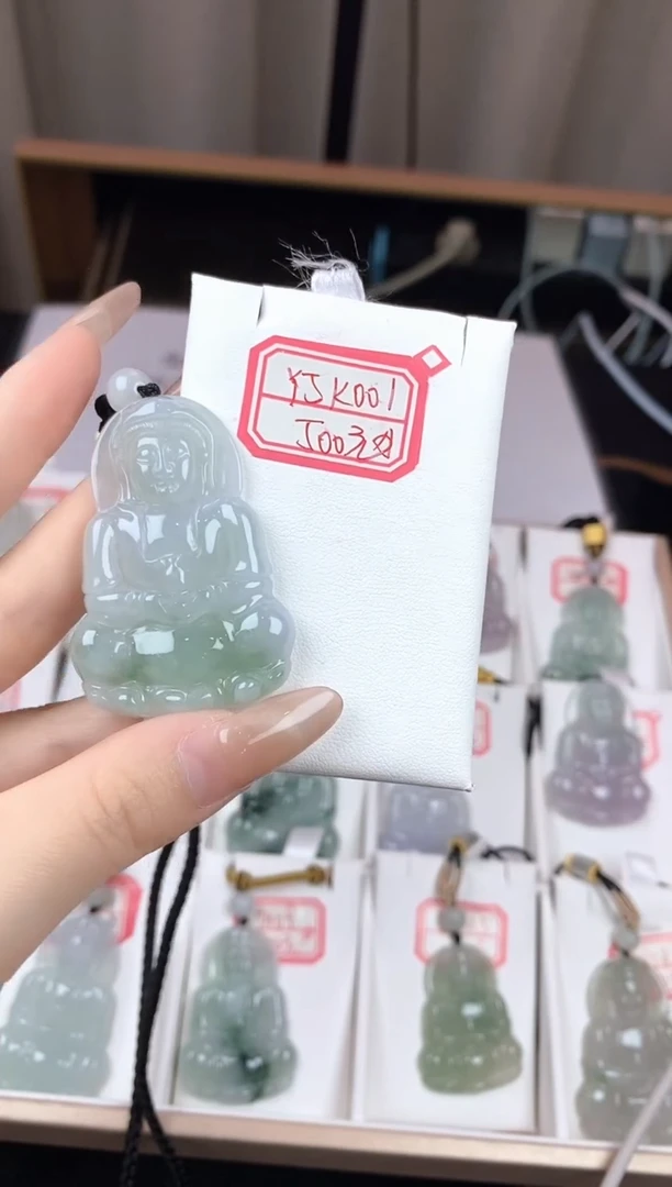 翡翠未镶嵌颈饰Y5K001翡翠冰绿观音