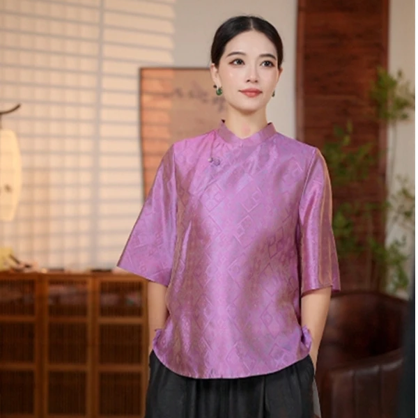 茉莉  新中式国风  复古时尚休闲衬衫 102825 M