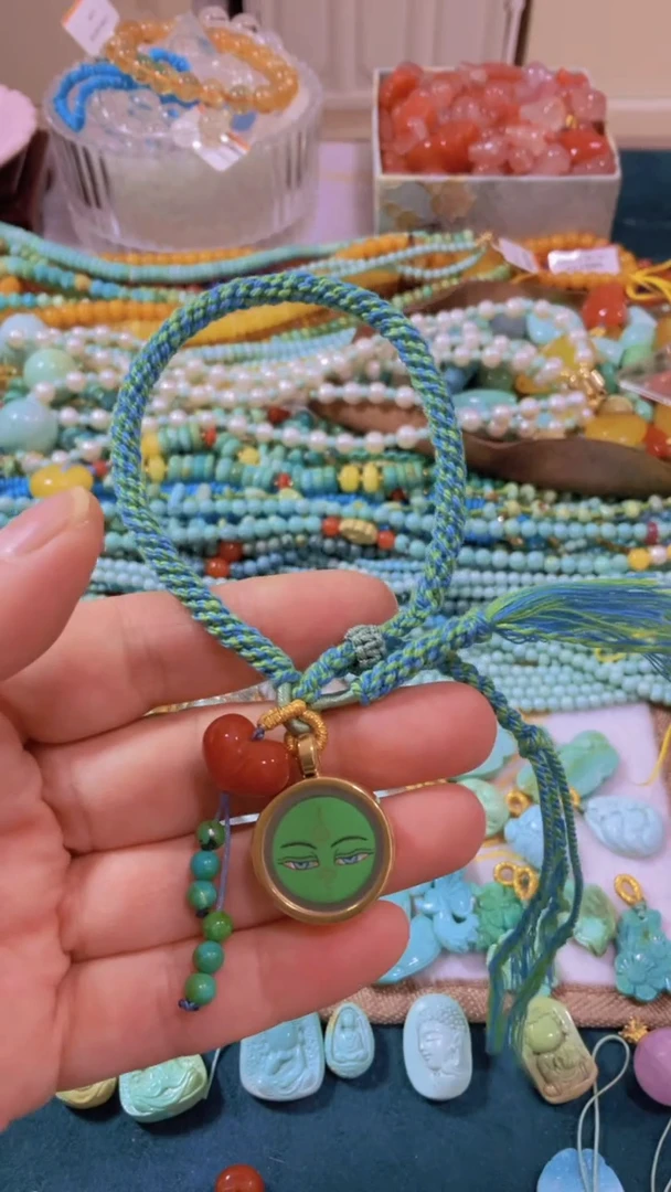 棉绳非金属绿度母手工编织手链