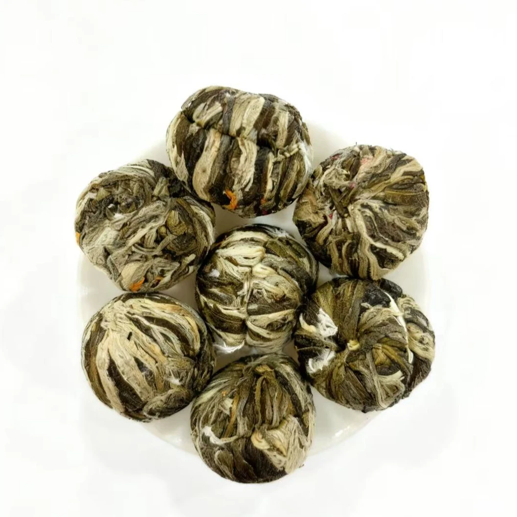 双龙戏珠-百茶博览会-金盏菊+千日红+宝珠茉莉+月光白