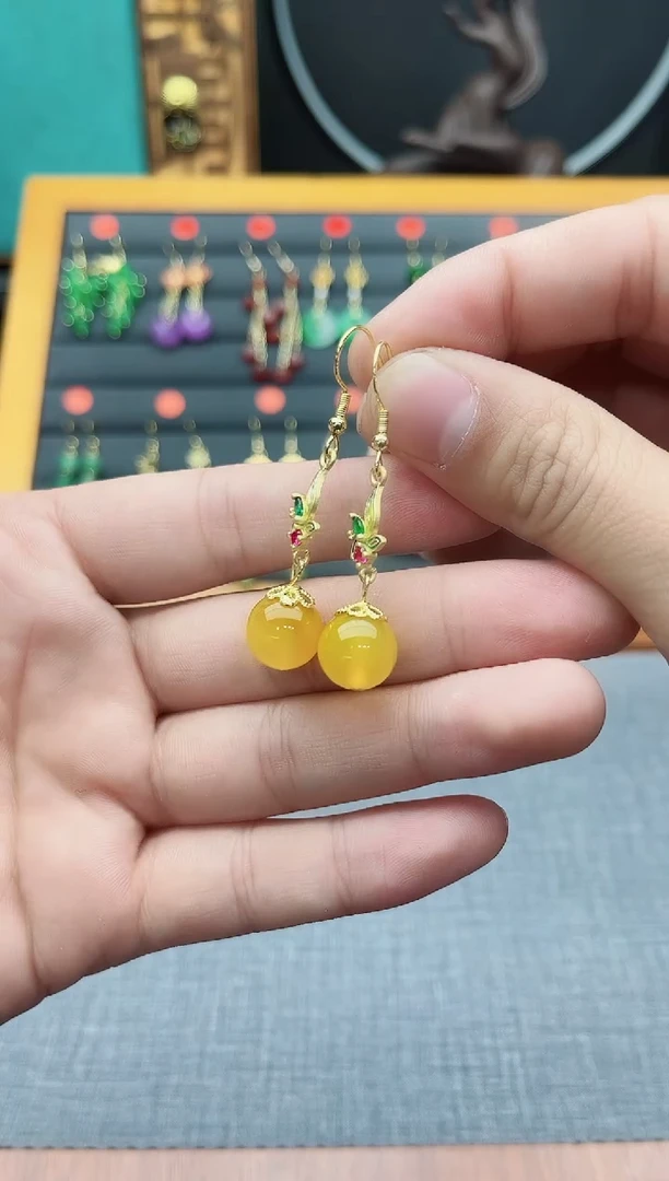 【闪购商品】玛瑙/玉髓耳饰银S925镶嵌318000