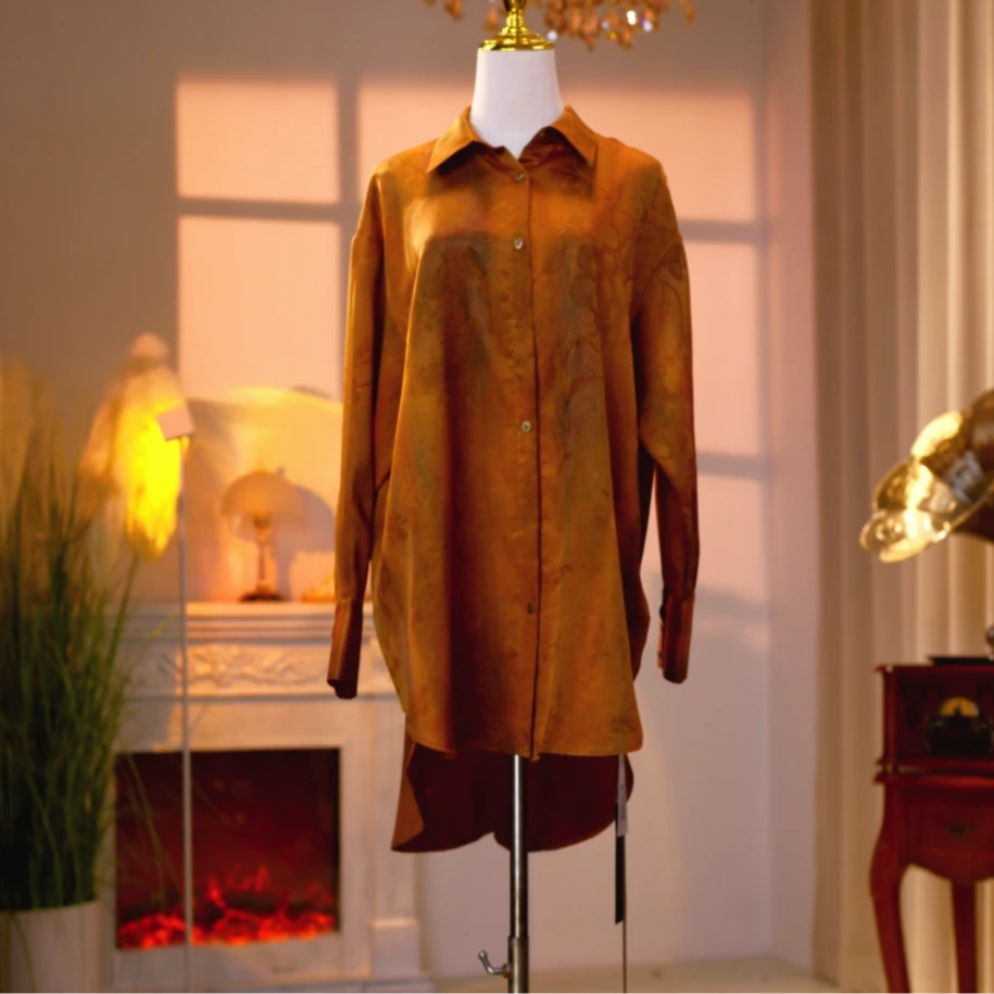 香云纱高定时尚气质减龄衬衫  250113