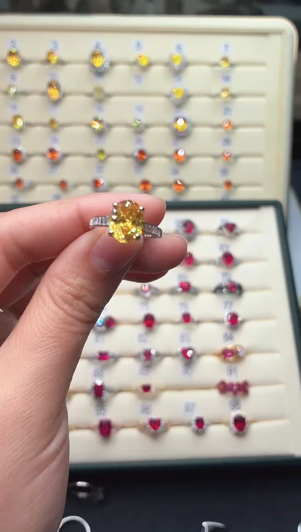 戒指彩色蓝宝石银S925镶嵌11