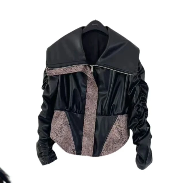 4111女装轻奢洋气拼色大翻领外套SXZY-E