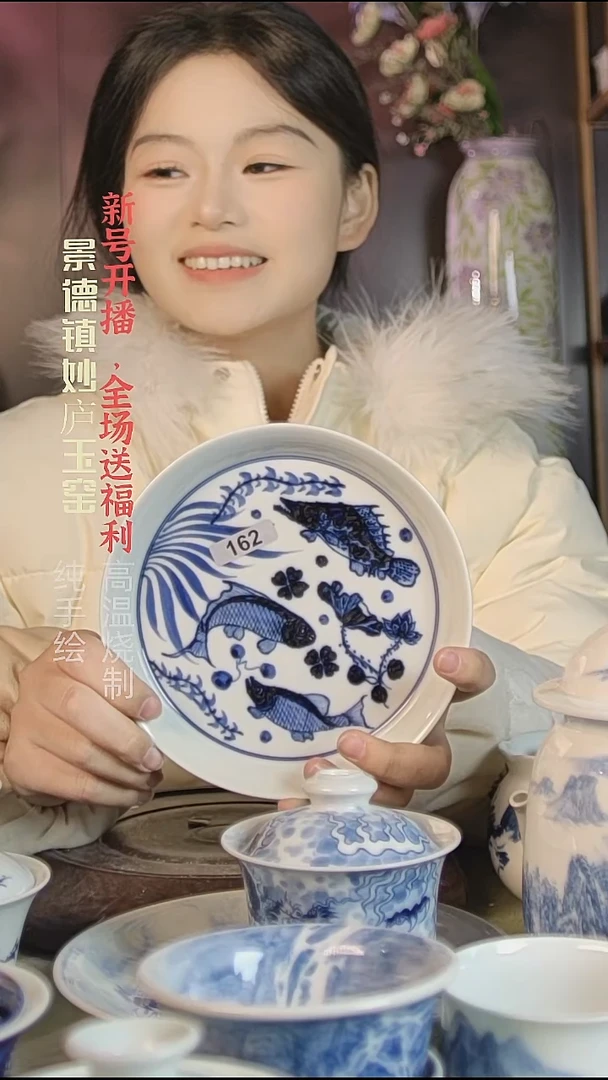 盘陶妙庐玉窑鱼澡壶承微瑕