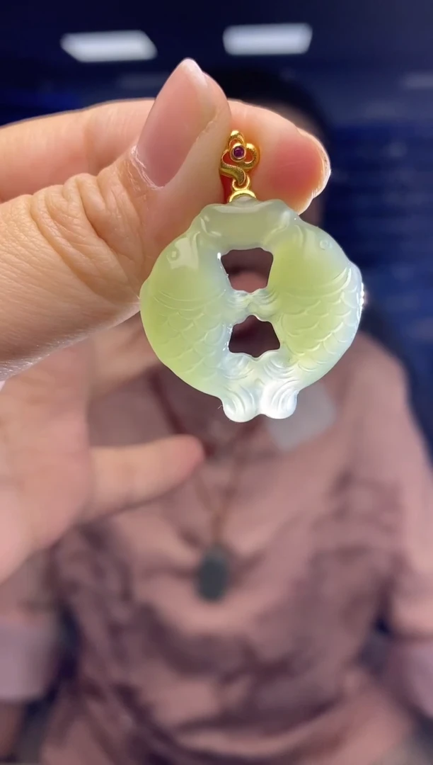 吊坠(不含链)银S925镶嵌和田玉DZ6898