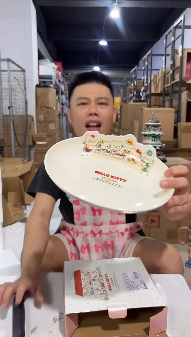 瓷片原盒kt猫一家人合集餐盘