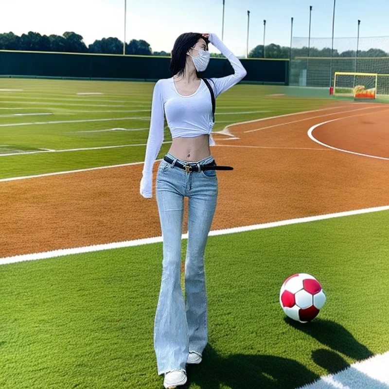 弹力微喇牛仔裤女春秋新款修身显瘦中腰辣妹百搭网感喇叭牛仔裤潮