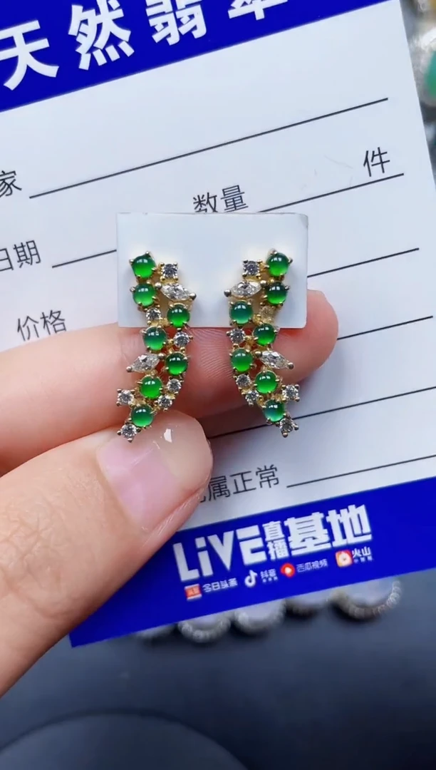 银S925镶嵌翡翠耳饰120