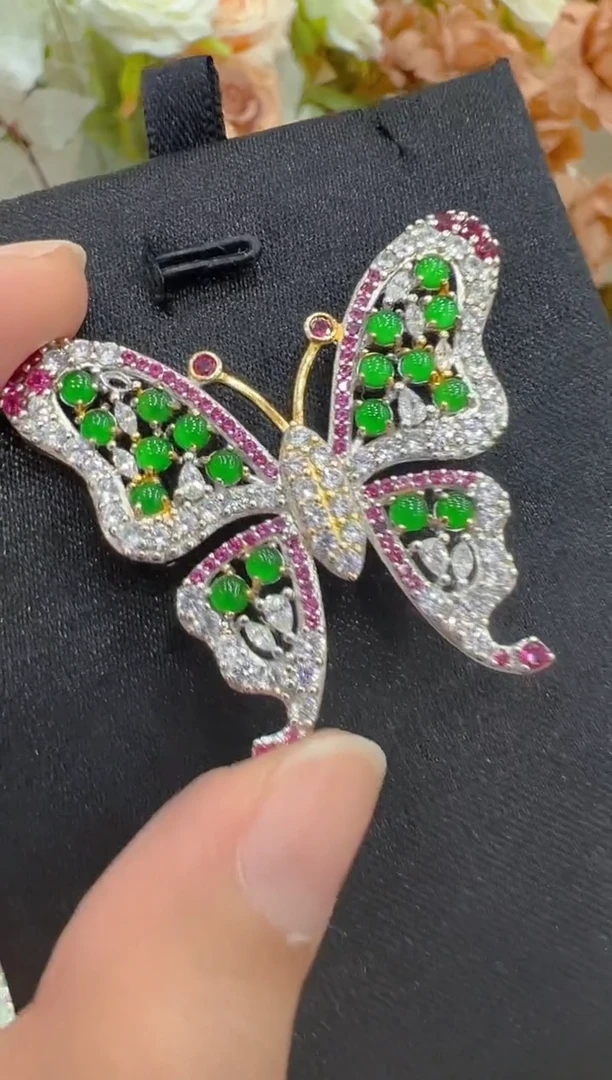 翡翠银S925镶嵌胸饰多样性团购发一件