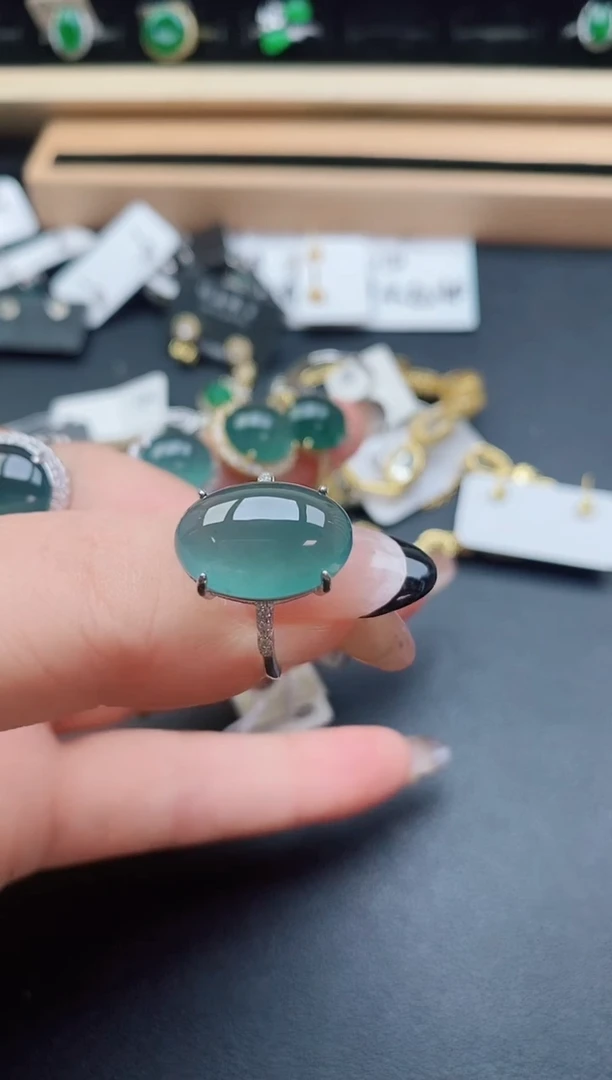 银S925镶嵌戒指翡翠508