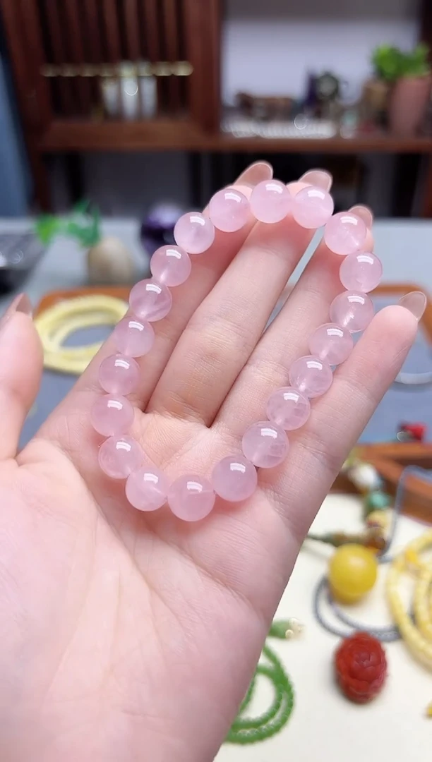 未镶嵌车挂水晶粉水晶手串GW