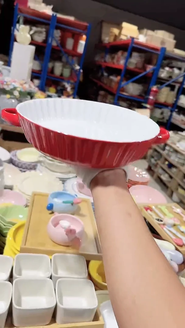 碗红色双耳碗微瑕 凑满20元包邮