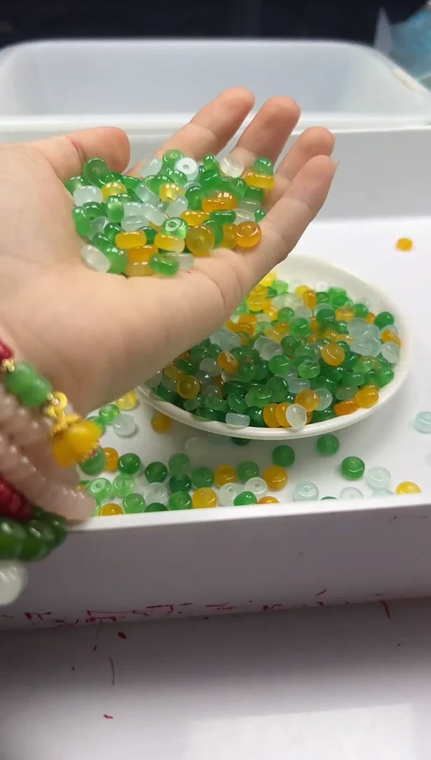 未镶嵌颈饰玛瑙/玉髓w2401冰三彩算盘8*4mm*30颗