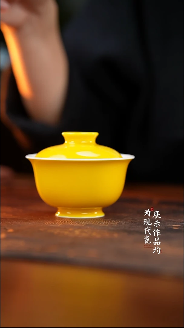 观澹陶瓷直播专享鸡油黄元盖碗