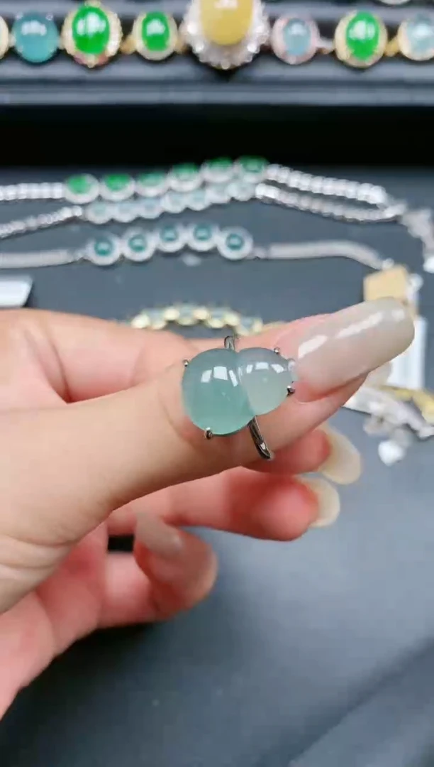 翡翠戒指银S925镶嵌1111