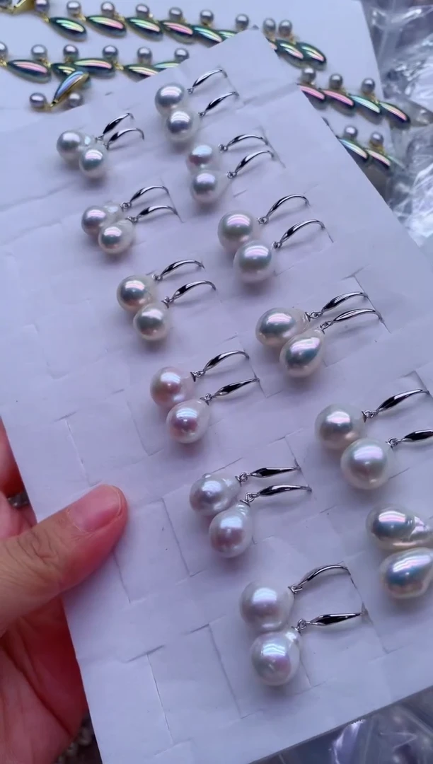 银S925镶嵌淡水珍珠耳饰多样性发其一，非无暇