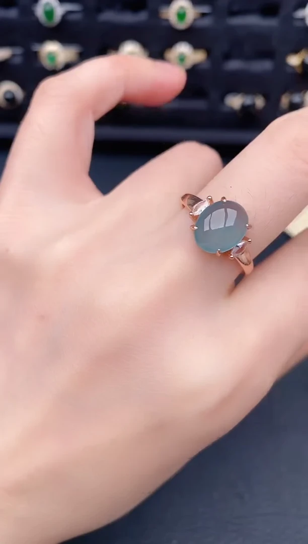 银S925镶嵌戒指翡翠天然a货翡翠100