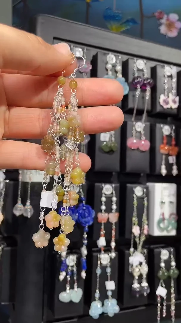 未镶嵌石英质玉（盐源）耳饰蓝*姐 蓝小姐2发1