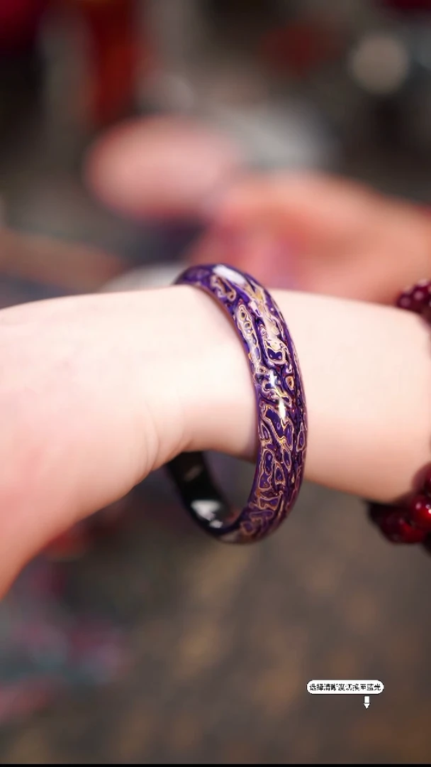 非遗漆器大漆木胎手镯紫金色 61圈口