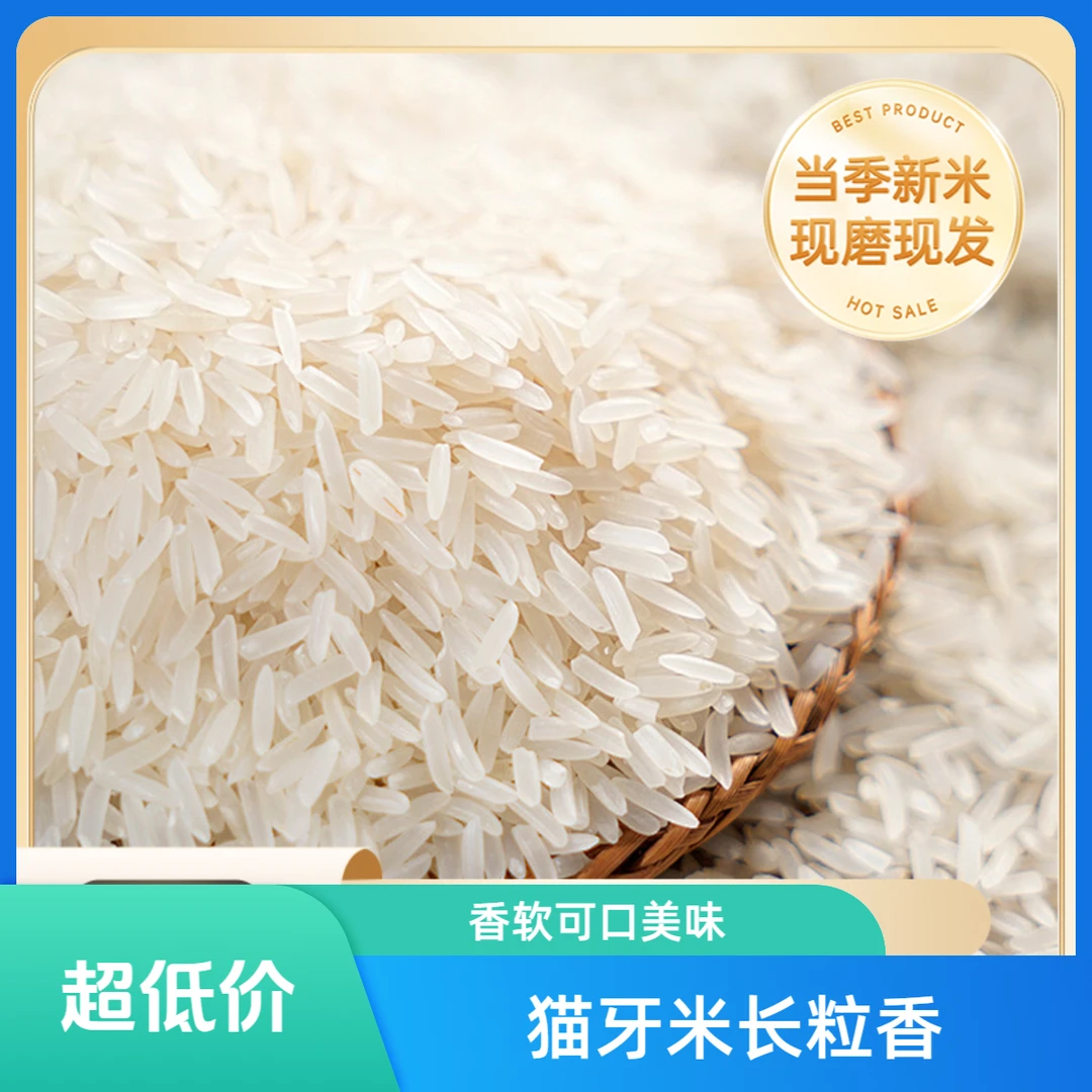 【拍5斤送5斤】猫牙米长粒香米软糯香甜25年新米现磨现发丝苗米不抛光非真空A包谷饭大米