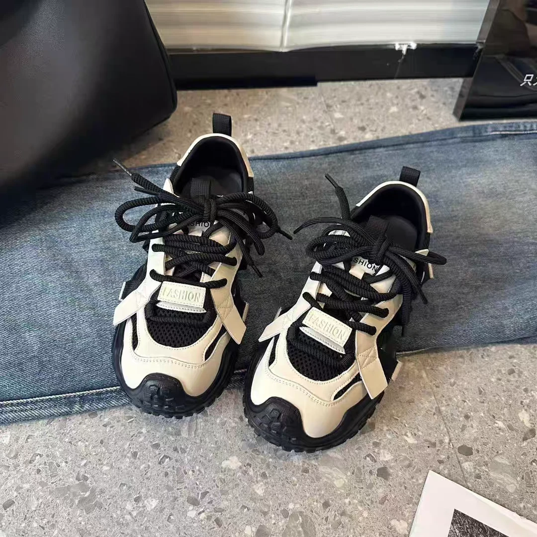 【洋弟】厚底春秋款皮面拼色运动老爹鞋6180-2