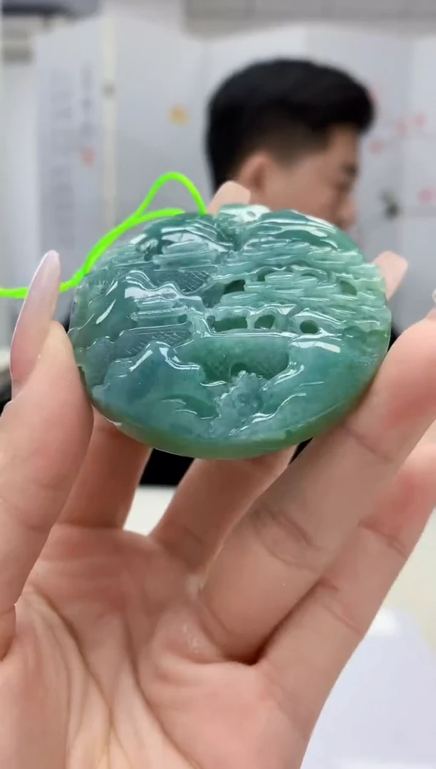 【闪购商品】定制翡翠未镶嵌4917lr-毛货挂件75