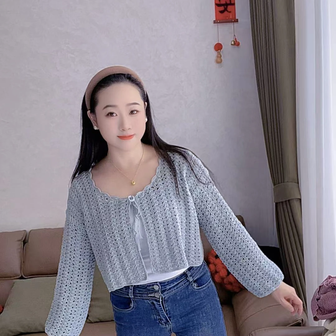 《琬情手工》钩针款第117期绑带开衫视频教程