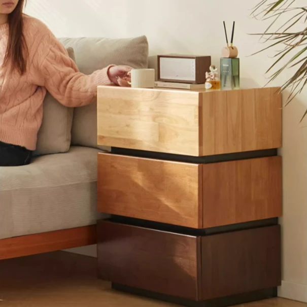 实木斗柜床头柜组合客厅展示柜矮柜室内落地柜日式原木靠墙储物柜