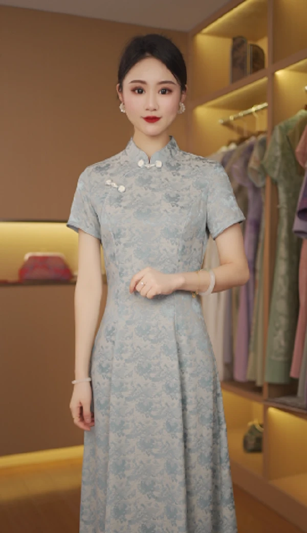 韶华 日常气质文艺国风复古优雅奥黛改良旗袍