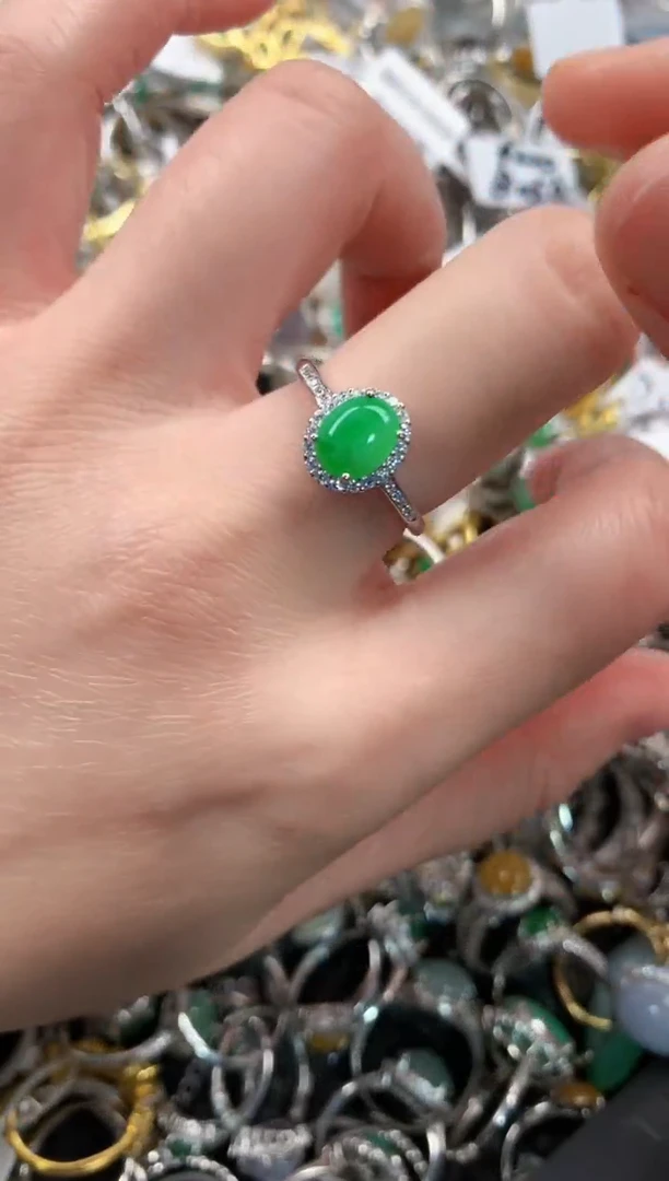银S925镶嵌戒指翡翠222   6