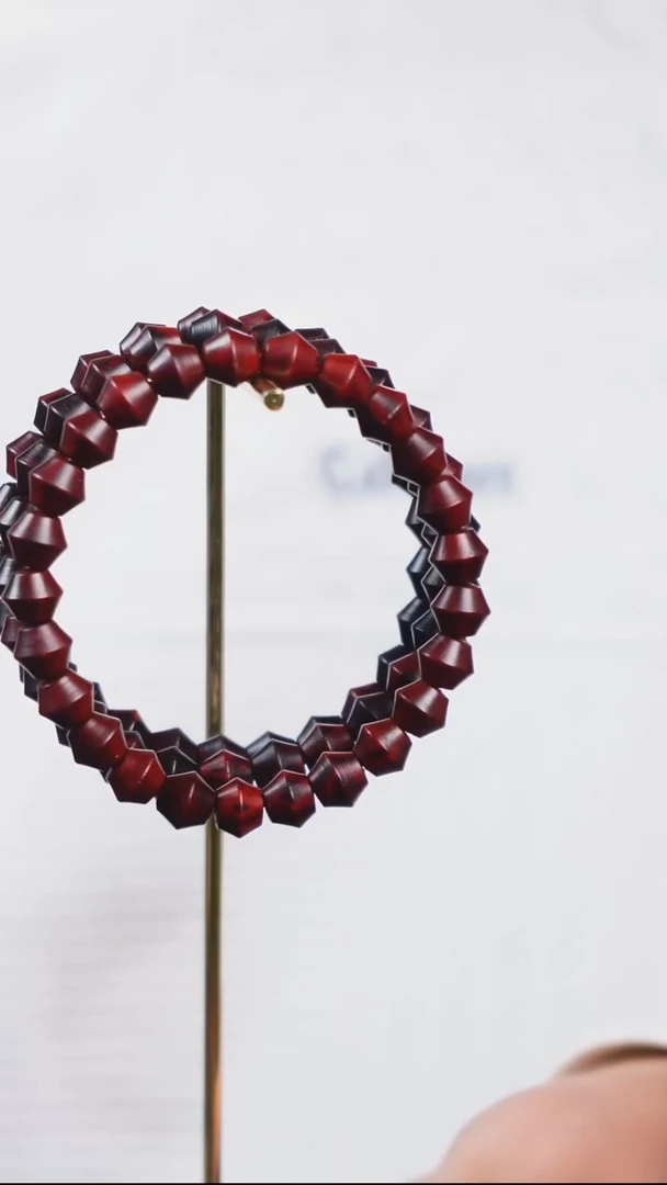 手串/手链小叶紫檀SG041 印度小叶紫檀黑飘红异形珠单圈手串