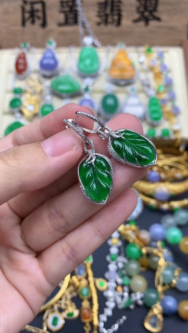 翡翠18K金镶嵌耳饰631-春日珠宝