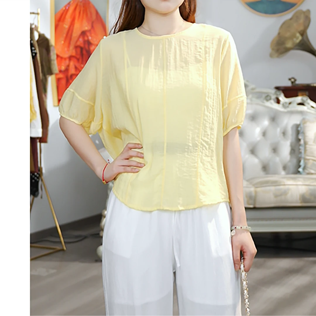 无印心匠A25610-3 韩版时尚简约圆领短袖&小衫女夏季薄款上衣K350