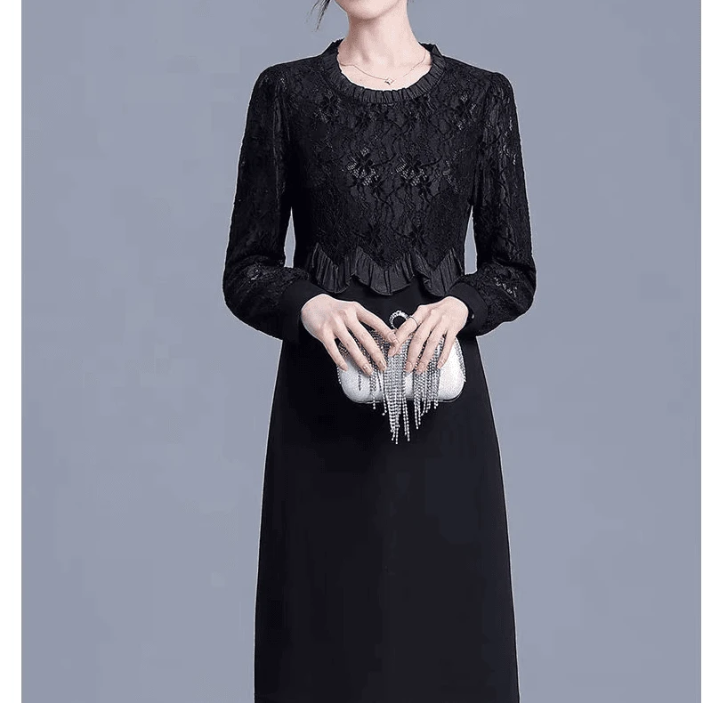 2025高端气质高档长袖连衣裙L198-1