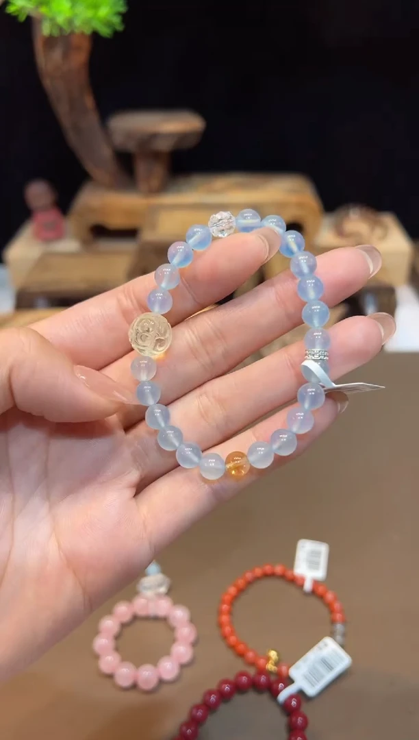 海蓝宝石手链未镶嵌手饰@@B1188