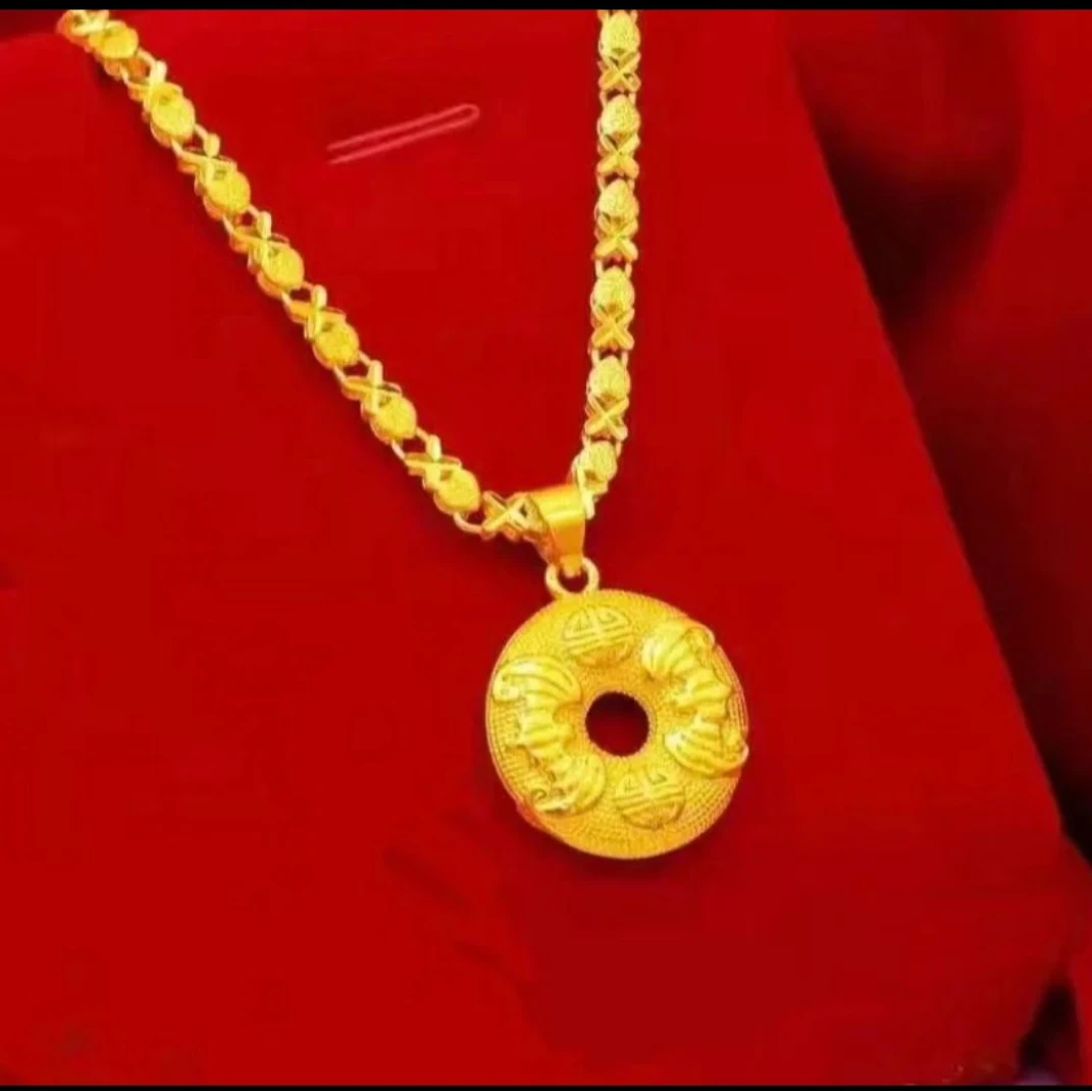 合金项链 新款【平安扣项链】潮流时尚女士百搭金色霸气不掉色