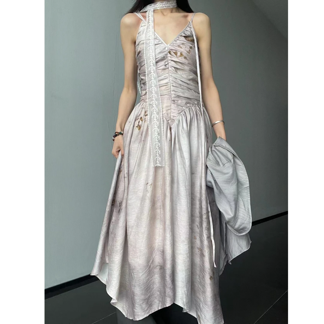 小众天丝度假吊带裙