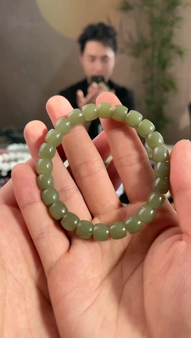 【闪购商品】和田玉手串未镶嵌若羌青黄口直切手串卡9微色差