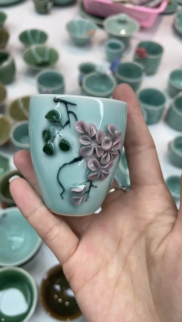 手工捏花  慧仙青瓷 龙泉青瓷大促