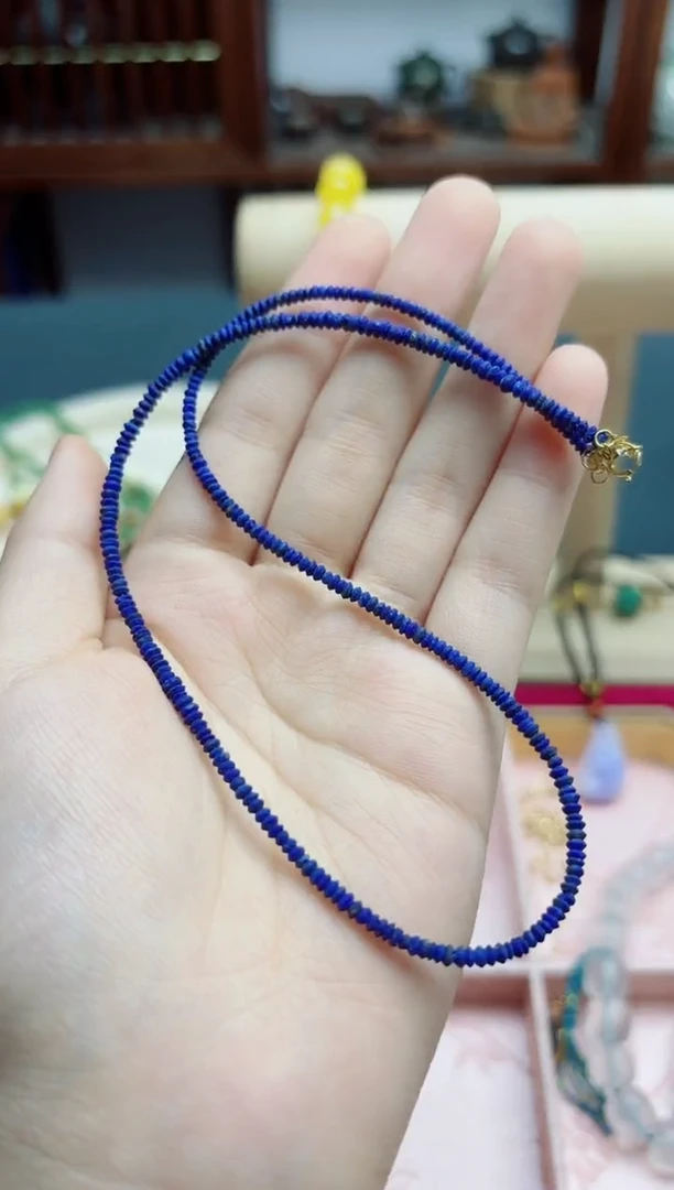 青金石银S925镶嵌项链S925银青金石项链*1 QK