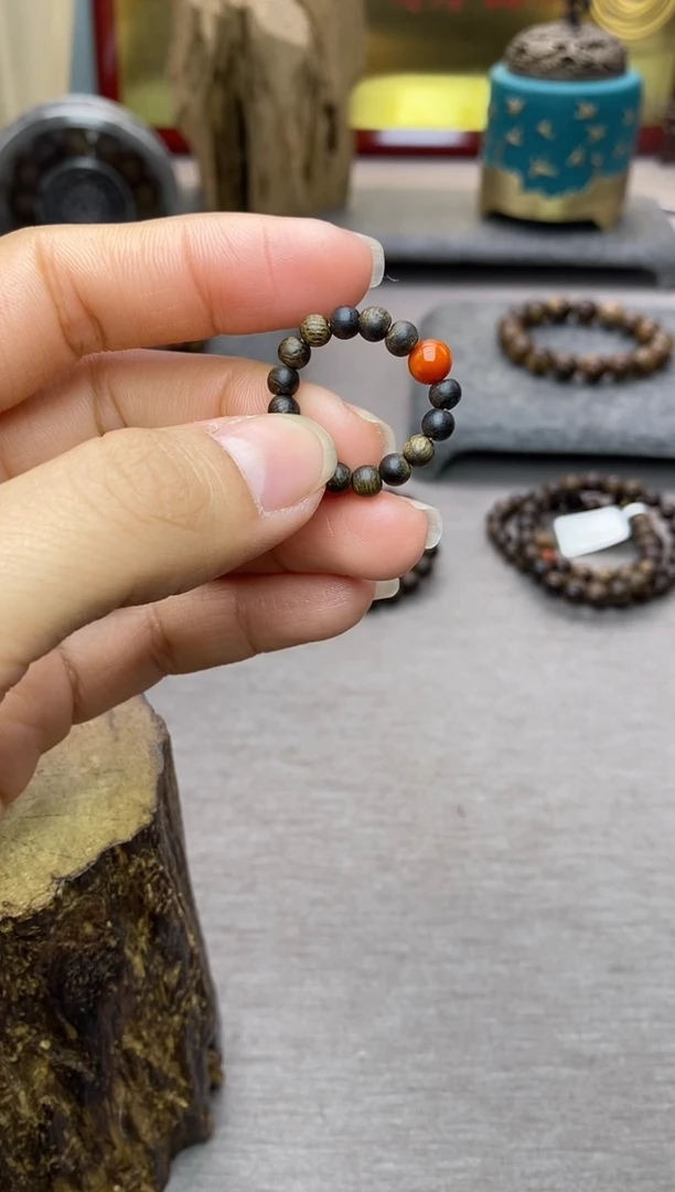 【闪购商品】沉香沉香碎屑白棋戒指04