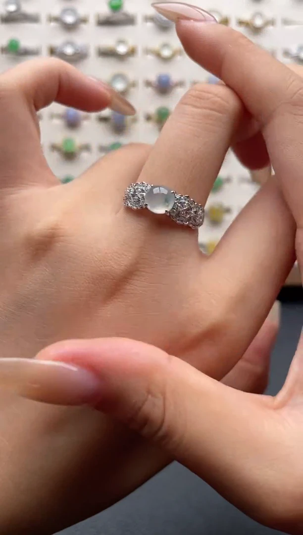 银S925镶嵌戒指翡翠6947405223486101360