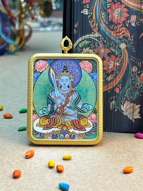 唐卡吊坠真品西藏纯手绘【虚空】高卡粗狂沙高工唐卡西藏热贡非遗