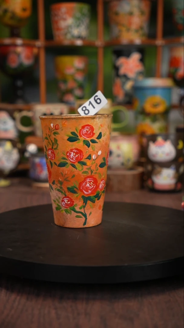 釉下手绘陶瓷紫砂杯